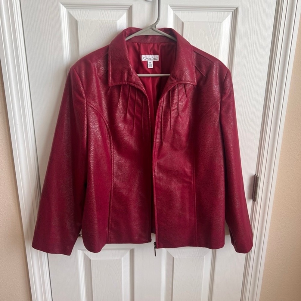 Kim Rogers Petite Jacket Faux‎ Leather Textured Pink Size 14P